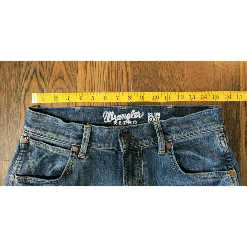 Wrangler Retro Slim Boot Men's 30x32 Blue Medium Wash Western Cowboy Rodeo Denim